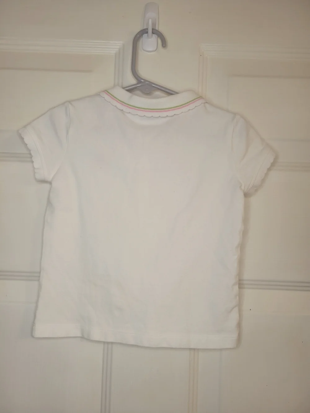 Talbots Kids White Polo Top with Pink Elephant Accent